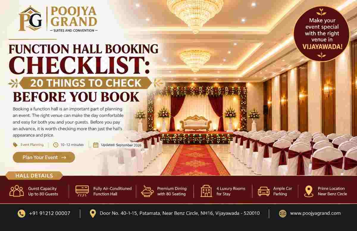 Function Hall Booking Checklist: 20 Things to Check Before You Book